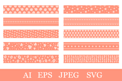 Peach seamless ribbons. Ribbons peach color template