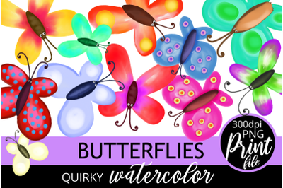 Quirky Watercolor Butterflies