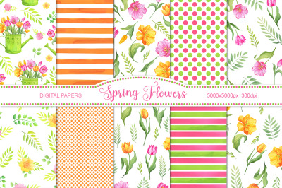 Spring flowers digital papers