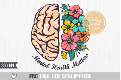 Mental health png, Flower brain png, Sublimation file