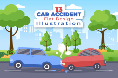 13 Car Accident and Windshield Replacement Illustration