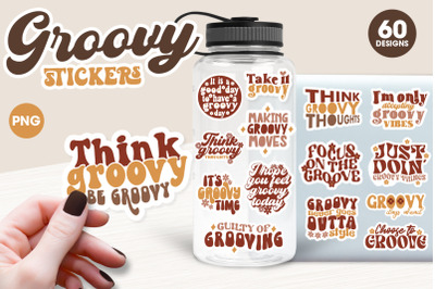 Groovy stickers | Retro planner stickers