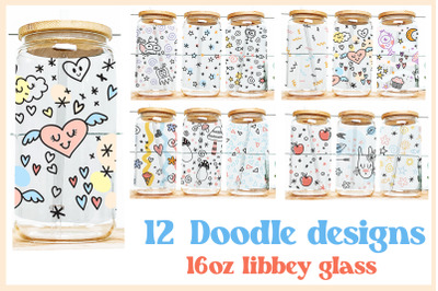 12 Doodle Libbey Glass designs
