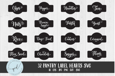 32 sets of Pantry Label Hearts Clipart