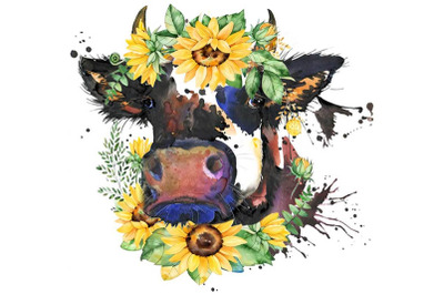 Cow Sunflower Monogram Sublimation