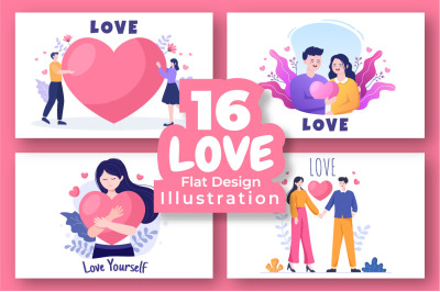 16 Love Signs Vector Illustration