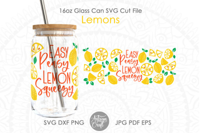 16oz Glass can svg, lemon glass can