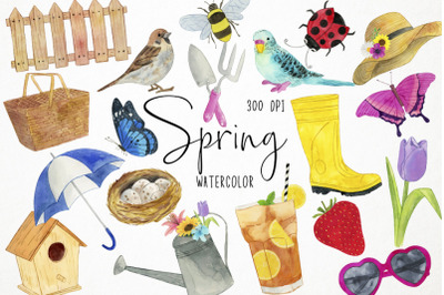 Watercolor Spring Clipart, Springtime Clipart, Spring Graphics