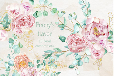 Watercolor floral clipart Flower sublimation png Peony Frame