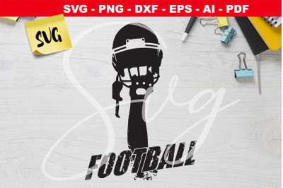 American football helmet and hand silhouette svg