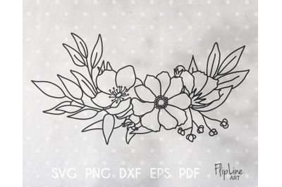 Boho wildflower wreath SVG &amp; PNG botanical clipart.