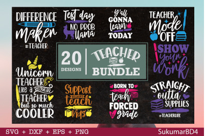 Teacher SVG Bundle 20 Designs, Teacher Quote Svg, Teacher Life Svg, Ba