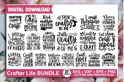 Crafter Life SVG Bundle 27 Designs, funny svg quotes, sewing svg