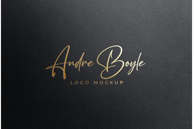 Gold foil Logo Mockup on Black Paper