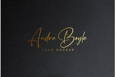 Gold Foil Logo Mockup Stamped on Black Paper Card