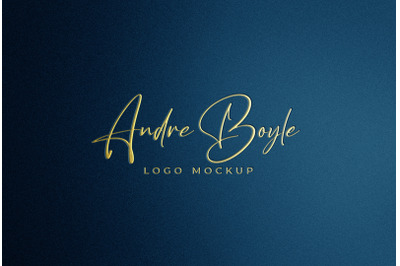 Golden Logo Mockup on blue Background