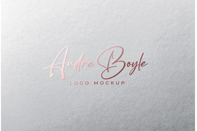 Rose Gold foil stamping logo on white paper