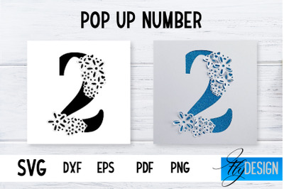 Pop Up Number Card SVG | 3d Card SVG | Floral Number Card