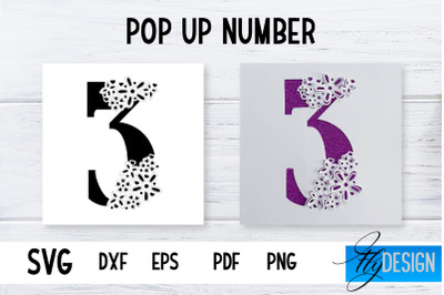 Pop Up Number Card SVG | 3d Card SVG | Floral Number Card