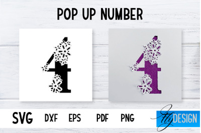 Pop Up Number Card SVG | 3d Card SVG | Floral Number Card