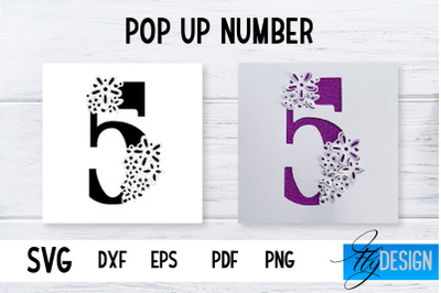 Pop Up Number Card SVG | 3d Card SVG | Floral Number Card