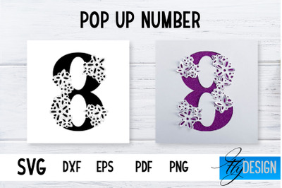 Pop Up Number Card SVG | 3d Card SVG | Floral Number Card