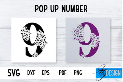 Pop Up Number Card SVG | 3d Card SVG | Floral Number Card