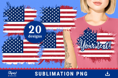 American Flag Sublimation designs, USA flag sublimation PNG patches