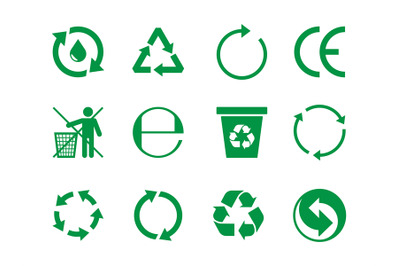 Recycle icon. Stylized round arrow symbols clean nature save ecology o