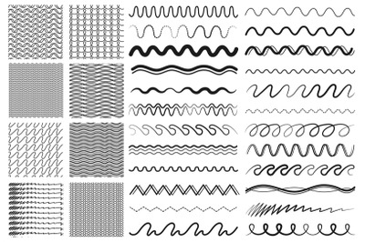 Wave lines. Drawing line, dividers or decorative ornaments. Zigzag sea