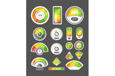 Indicators. Measurement scale power colored score indication symbols g