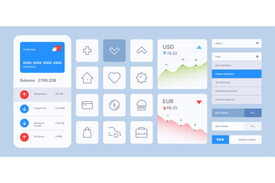 Web ui kit. Digital creativity graphics templates for online web navig