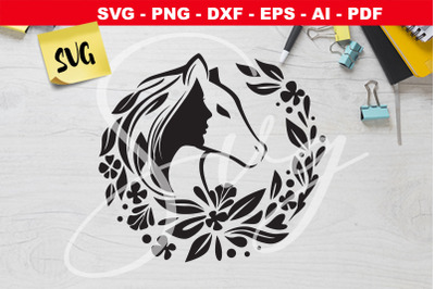 Woman Horse Flowers SVG