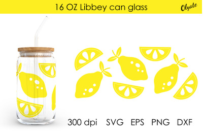 Lemon Libbey Can Glass 16 OZ Wrap. Summer 16 OZ.