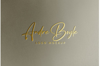 Gold Logo Mockup on Golden Wall Surface