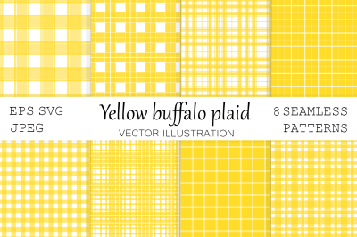 Yellow Buffalo plaid pattern. Yellow checkered backgrounds