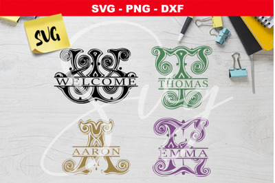 Split monogram SVG ornament monogram