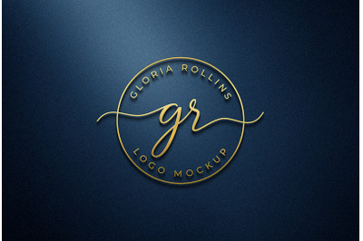 3D Gold Logo Mockup on Dark Blue Wall