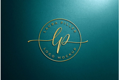 3D Golden Logo Mockup on Blue Teal Background