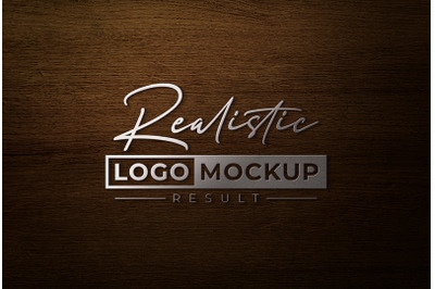 3D Metallic Logo Mockup on Wooden Wall Background