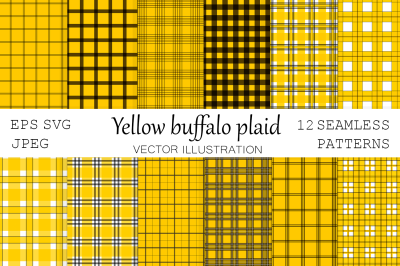 Yellow Buffalo plaid pattern. Yellow checkered backgrounds