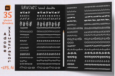 Seamless Hand Drawn Doodle Brushes for Adobe Illustrator