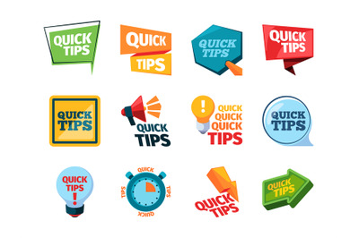 Quick tips. Promo labels idea reminder stickers education messages thi