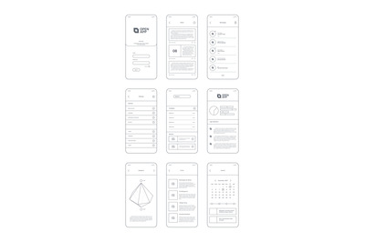 Web ui kit line. Wireframes for clean design projects websites minimal