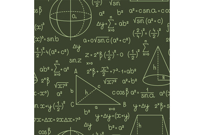 Formula pattern. Math or geometry formulas with letters and numbers gr