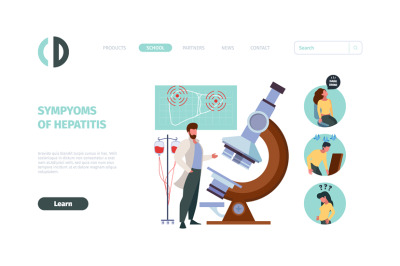 Medical landing. Hepatitis symptoms problems with liver garish vector