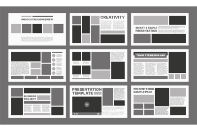 Business presentation. Web pages templates simple ui layout with place