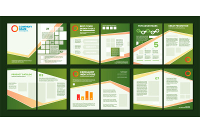 Business magazine. Brochure pages layout presentation frame boxes repo