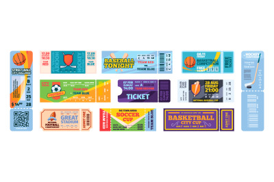 Sport event tickets. Flyer invitation for action sport games baseball