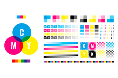 Cmyk bars. Printing house press registration testing colors marks prin